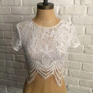 Tea n Cup White Lace Crop Top Tea n Cup White Lace Crop Top