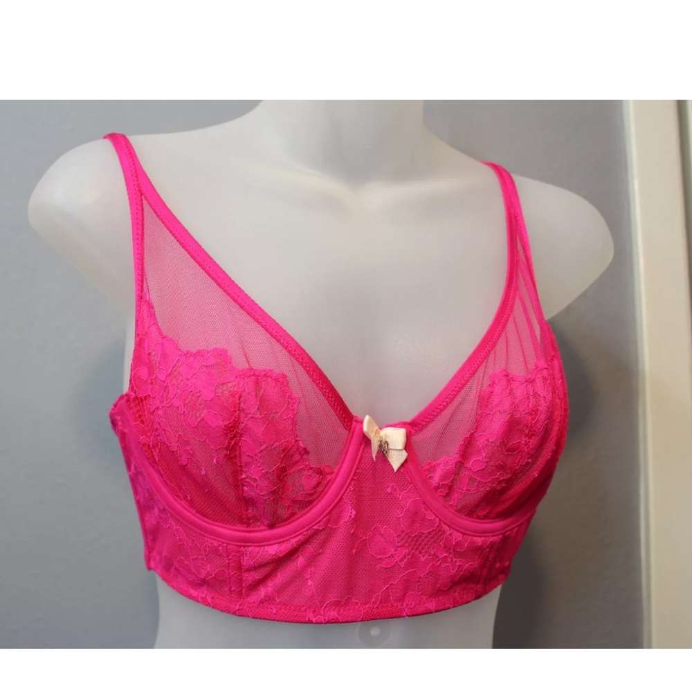 34B Victoria's Secret unlined pink lace Demi bra