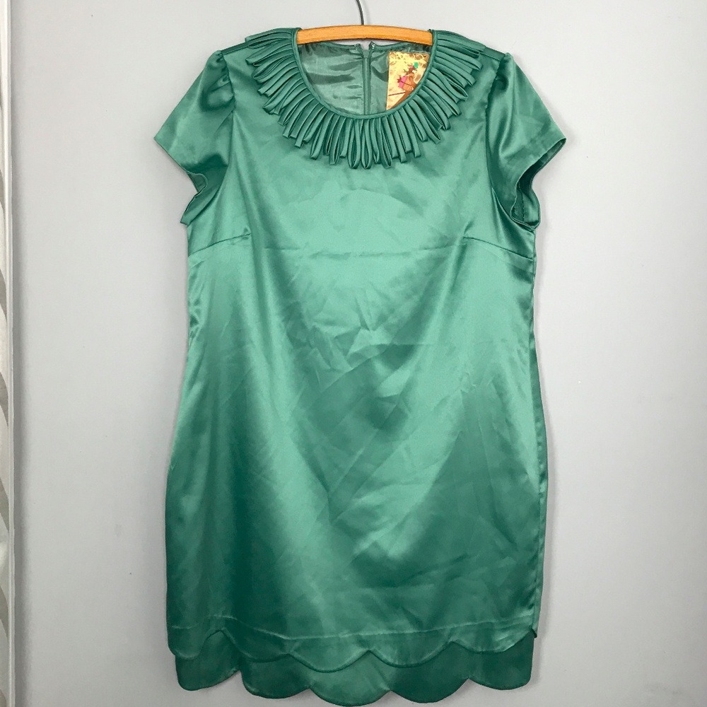 Green Satin Sheath Dress Size L Pink Smoke Brand