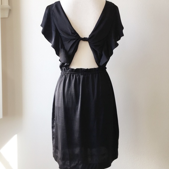 MNG BY MANGO Ruffle Front Black Dress - Picture 2 of 4