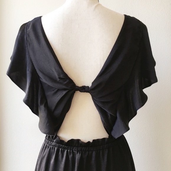 MNG BY MANGO Ruffle Front Black Dress - Picture 3 of 4