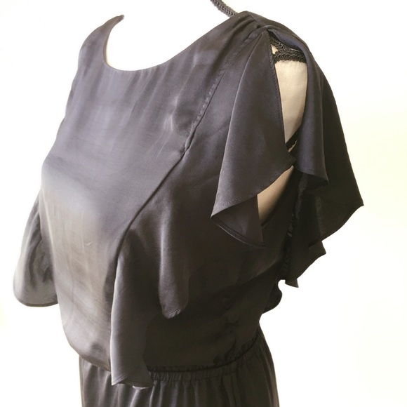 MNG BY MANGO Ruffle Front Black Dress - Picture 4 of 4