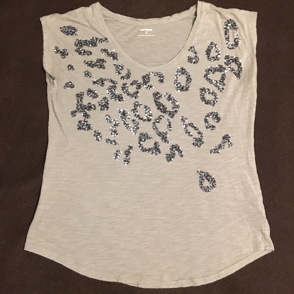 Grey sequin express T shirt