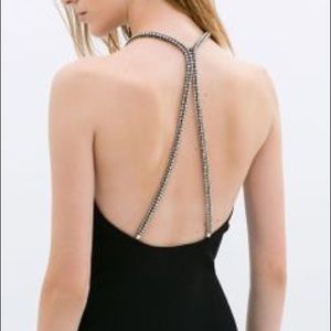 Black Zara Knit Dress Size Medium Holiday NYE