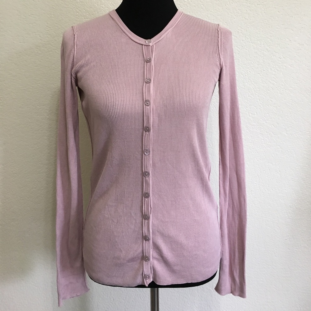 DOLCE & GABBANA • LILAC Silk Ribbed Cardigan