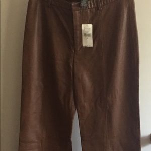 Banana Republic brown leather pants, size 4. NWT