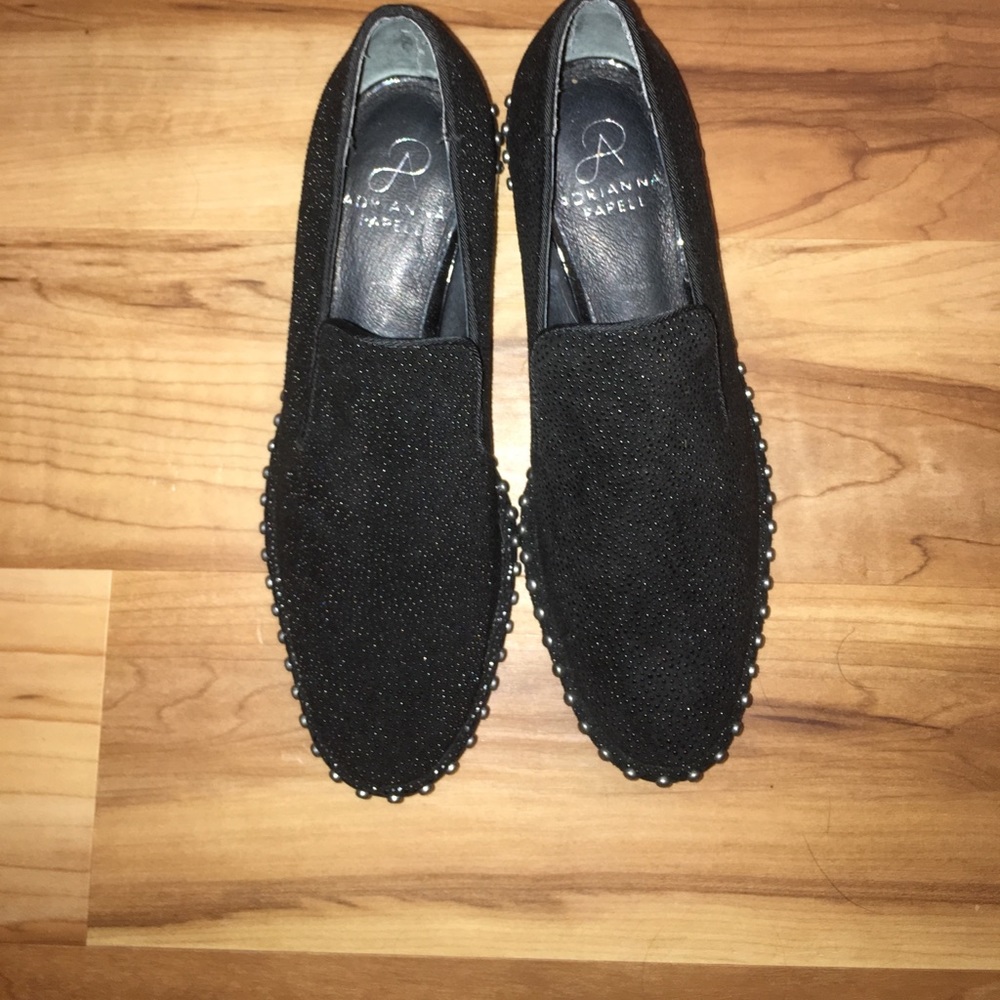 Never worn. Size 6 black loafer shoes with studs