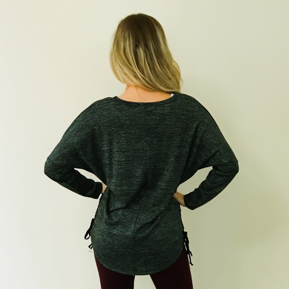 Side Lace Up Dolman Knit Sweater - Picture 5 of 6