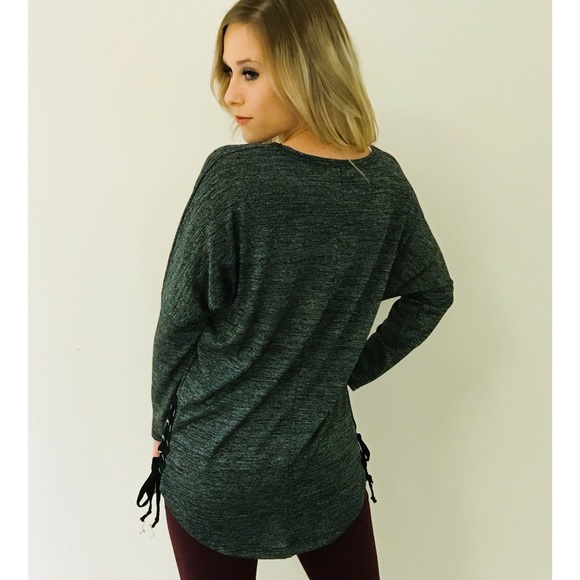 Side Lace Up Dolman Knit Sweater - Picture 4 of 6