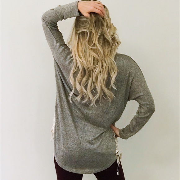 Side Lace Up Dolman Knit Sweater - Picture 3 of 6