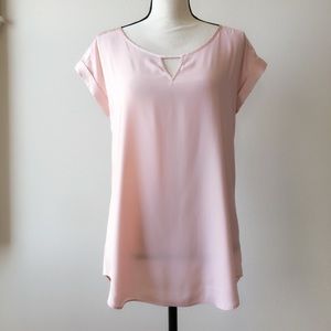 EXPRESS Short Sleeve Keyhole Soft Pink Blouse