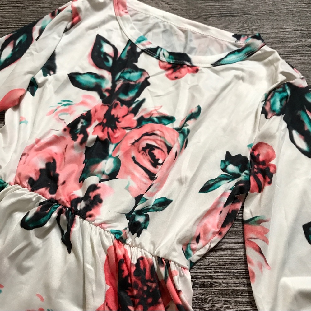 B2G1♦️Floral Long Sleeve Maxi Dress White - Picture 4 of 6