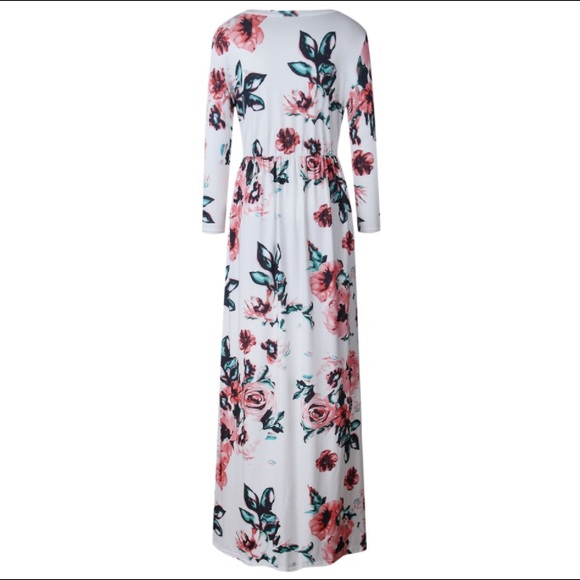 B2G1♦️Floral Long Sleeve Maxi Dress White - Picture 6 of 6