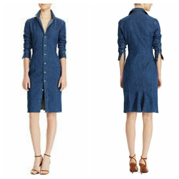 Button Down Denim Dress - Picture 1 of 3