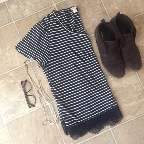 J. Crew Tops - J.Crew Striped Tee with Lace
