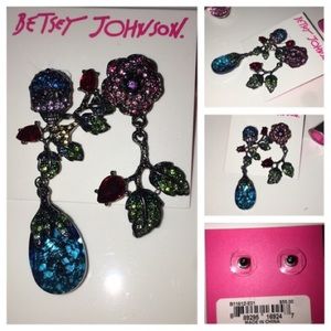 Betsey Johnson Multicolor Crystal Drop Earrings