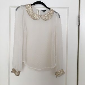 Sequin Peter Pan Collared Blouse