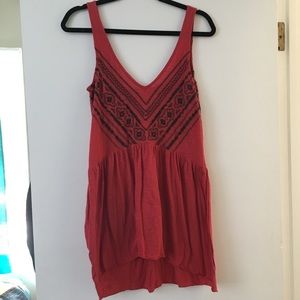 Red beaded detail sun dress with ladder back
