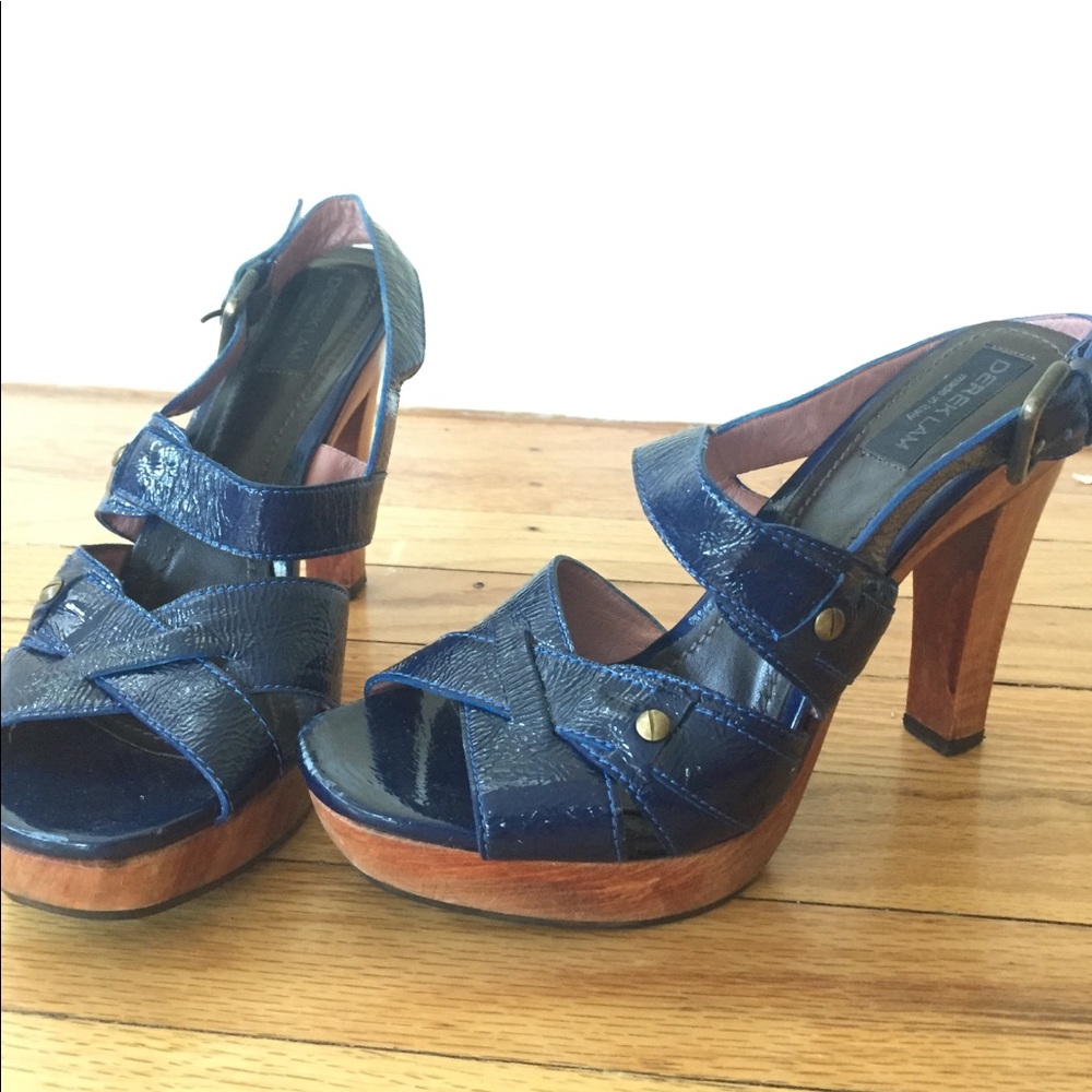 Derek Lam navy patent leather sandals