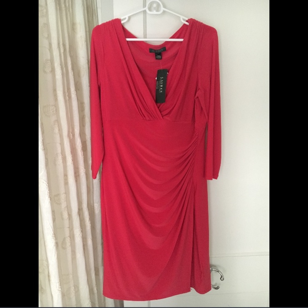 *NEW* Ralph Lauren pink faux wrap dress- size 14