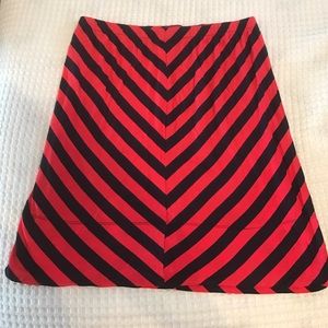 Red and dark blue skirt