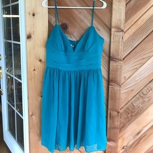 David's Bridal Short Teal Bridesmaid Dress