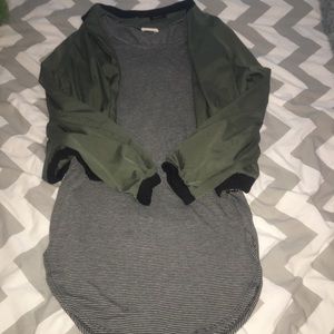 Black and grey striped body con dress
