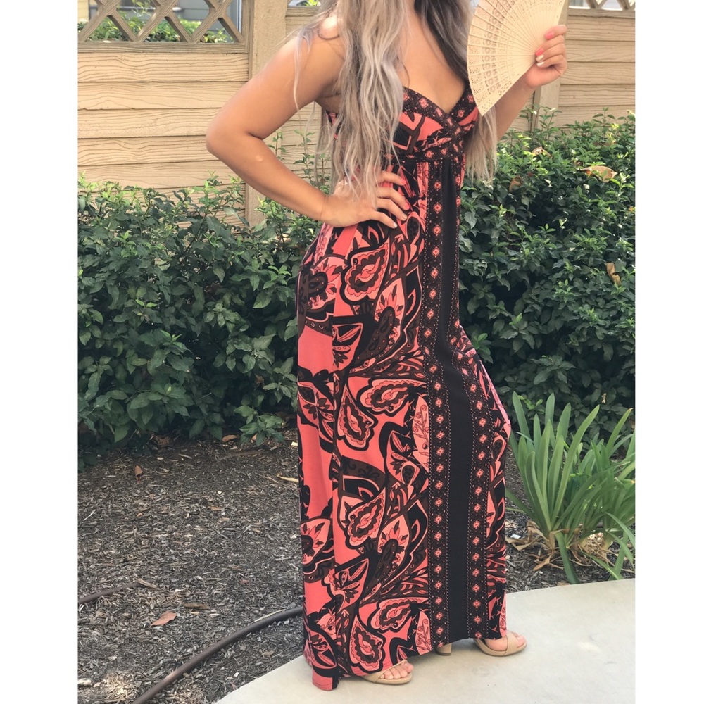 Pink Printed Maxi Dress