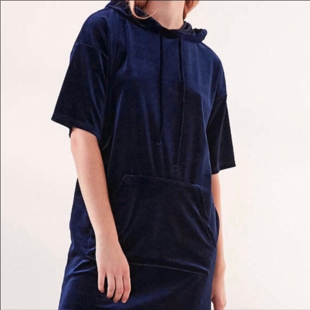 NWT Navy Hooded Velvet Dress | S - Picture 4 of 8