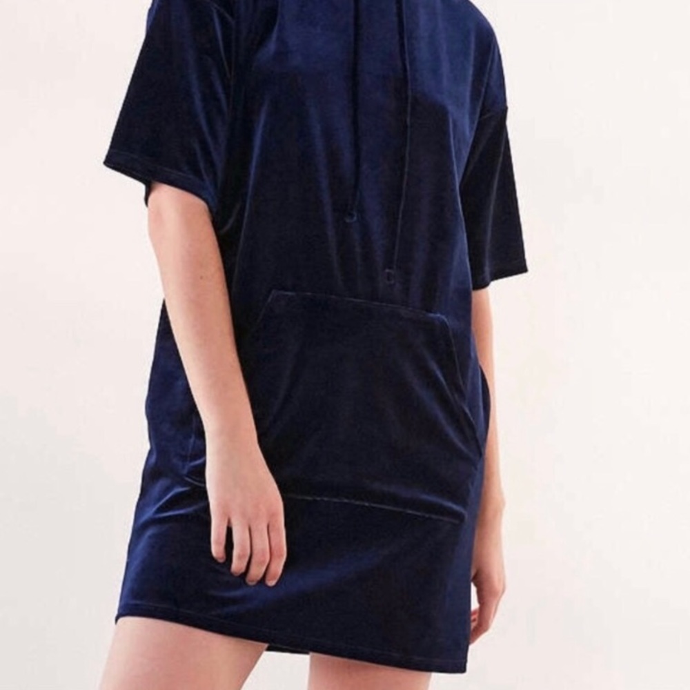 NWT Navy Hooded Velvet Dress | S - Picture 6 of 8