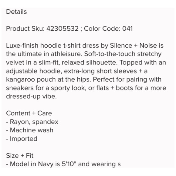 NWT Navy Hooded Velvet Dress | S - Picture 5 of 8