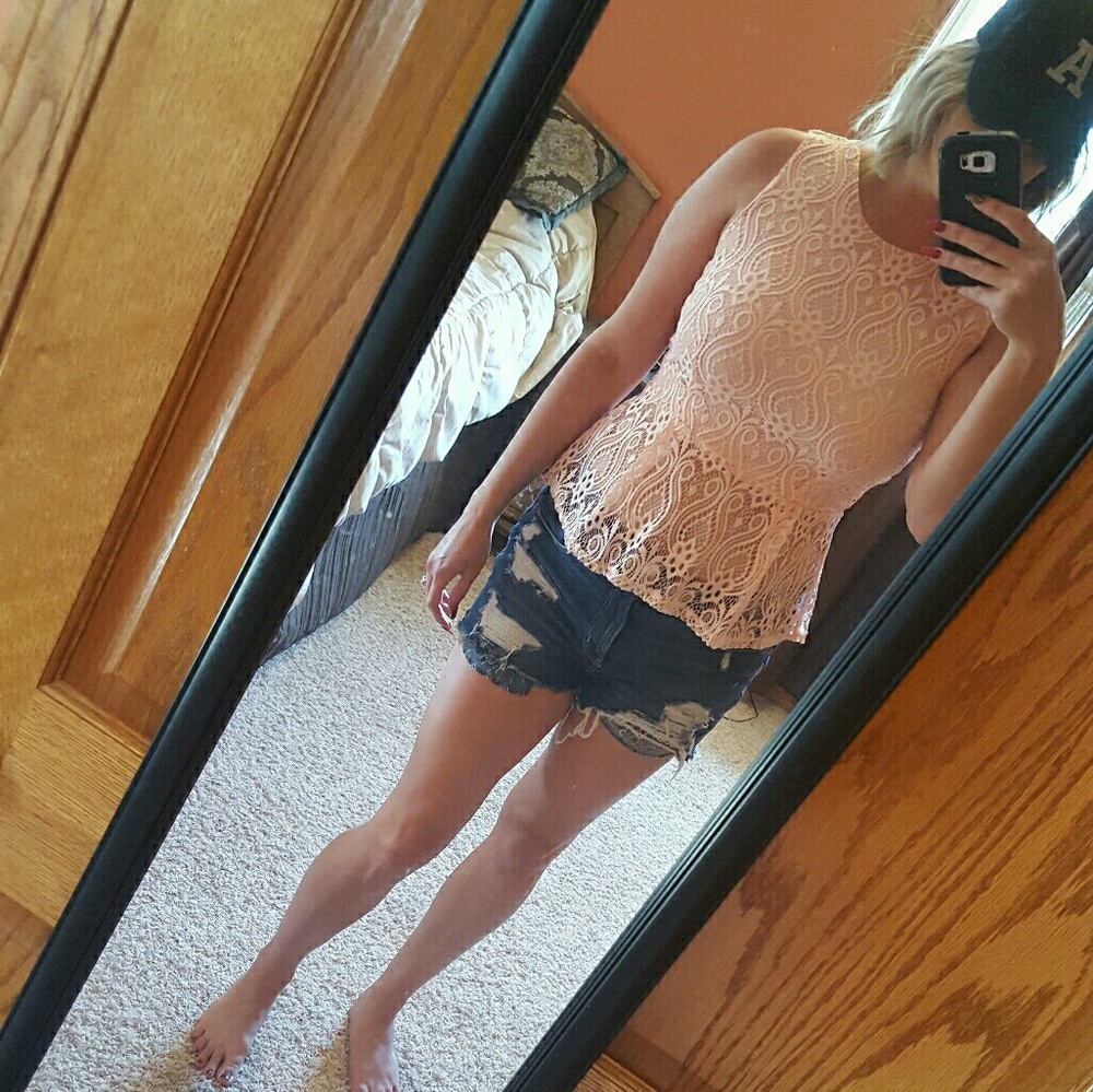 Blush Lace Peplum NWT