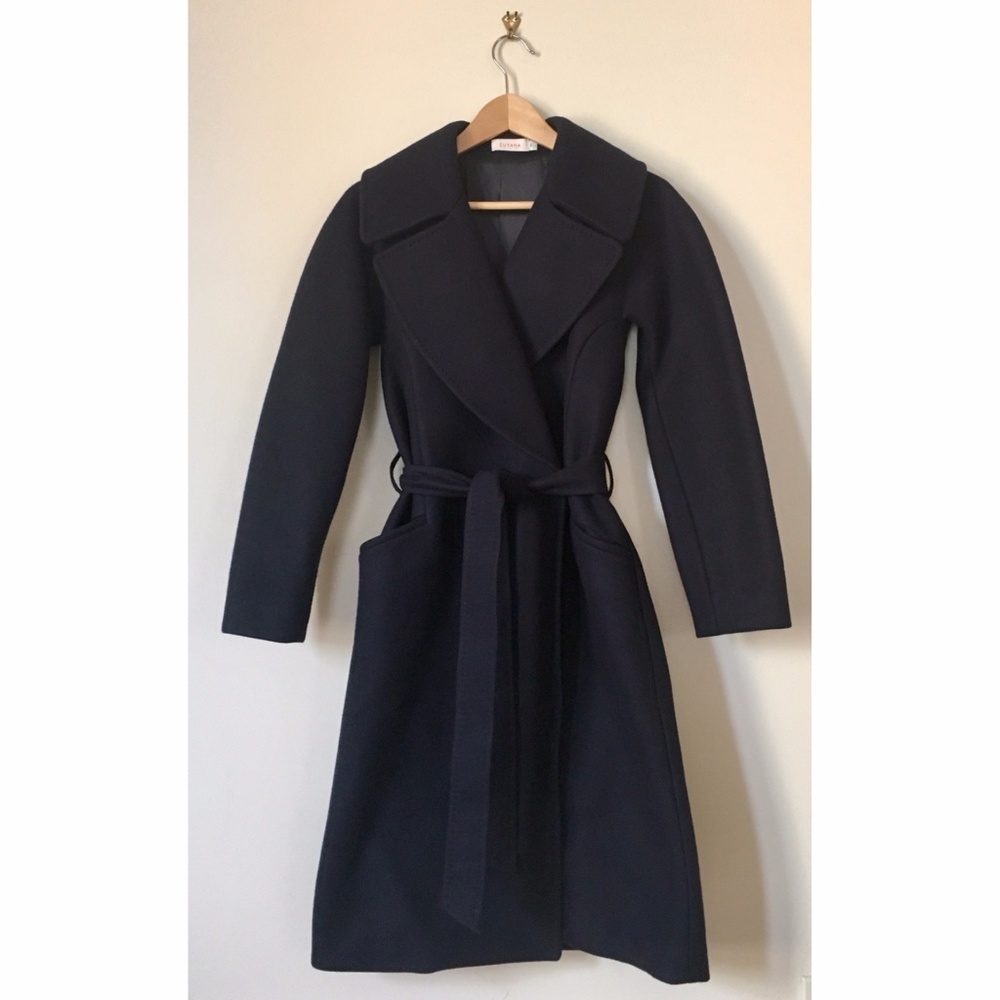 Cuyana navy wool coat