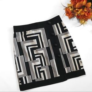 Ann Taylor Geometric Buttoned Wrap Skirt Ann Taylor Geometric Buttoned Wrap Skirt