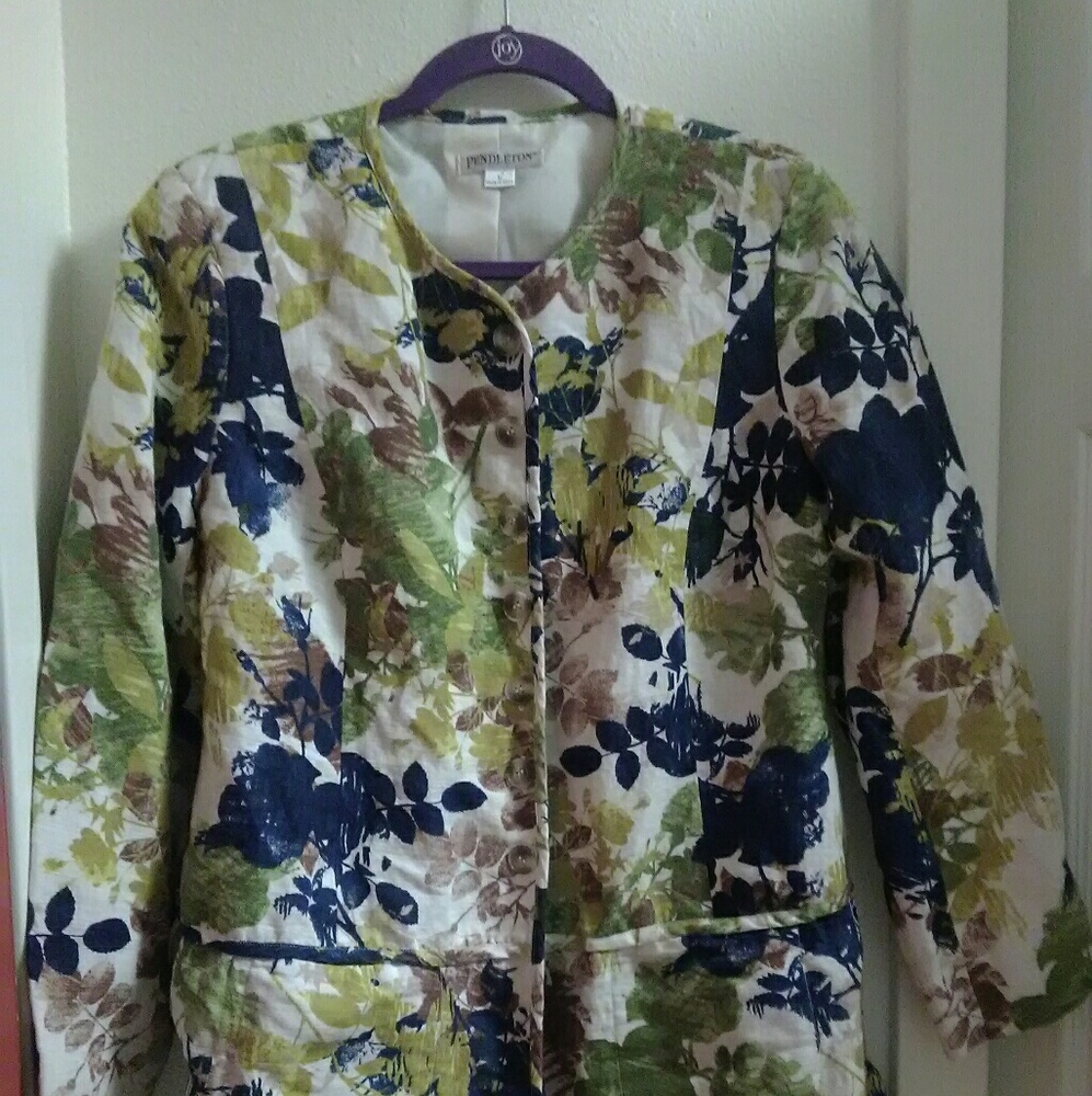 Pendleton petite L long Button up Blazer