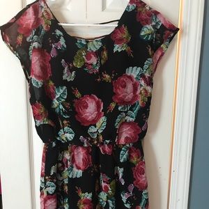 Floral dress with gold back detail