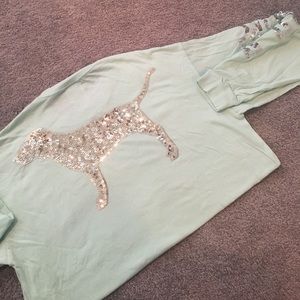 VS PINK Long sleeve sequin tee! Like new!