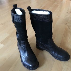 Tory Burch Motorcycle Boots - leather + suede