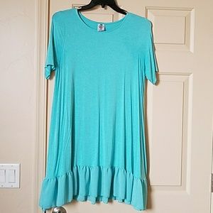AGNES & DORA CHIFFON RUFFLE TUNIC, EUC