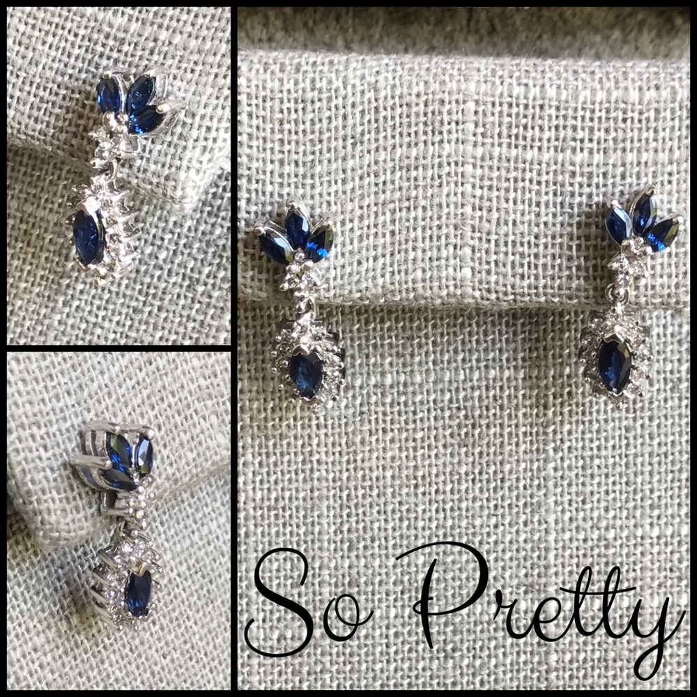 🌹SALE🌹14k Alwand Vahan Sapphire Diamond Earrings - Picture 3 of 8