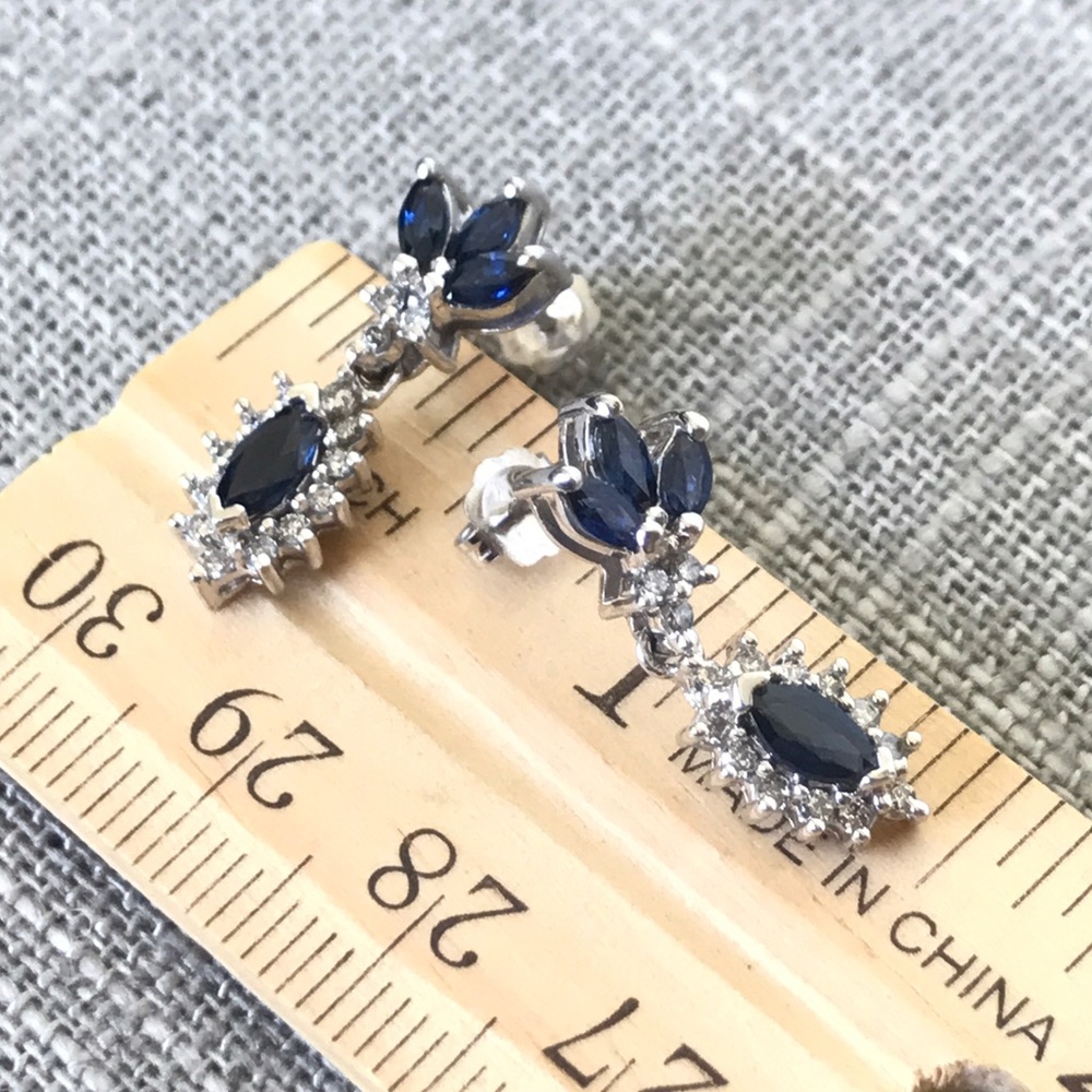 🌹SALE🌹14k Alwand Vahan Sapphire Diamond Earrings - Picture 6 of 8