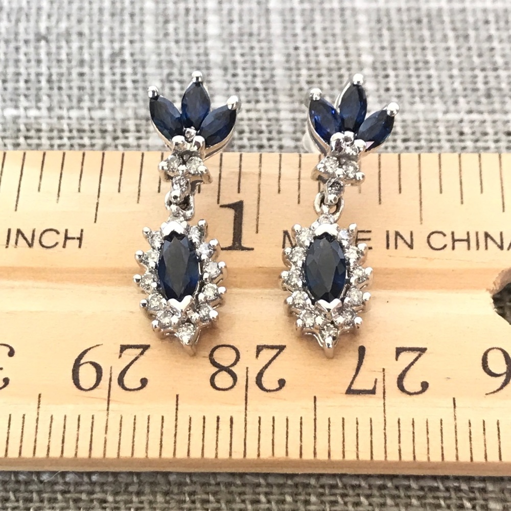 🌹SALE🌹14k Alwand Vahan Sapphire Diamond Earrings - Picture 5 of 8