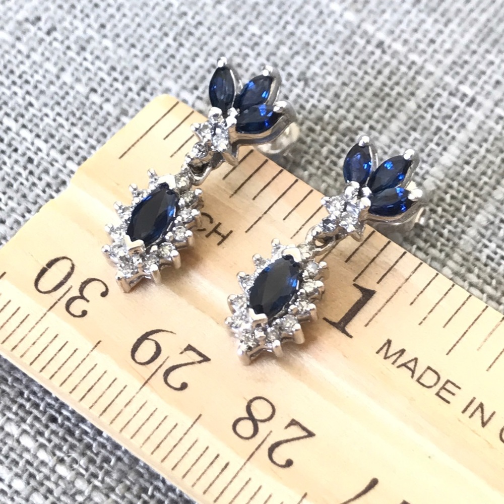 🌹SALE🌹14k Alwand Vahan Sapphire Diamond Earrings - Picture 7 of 8