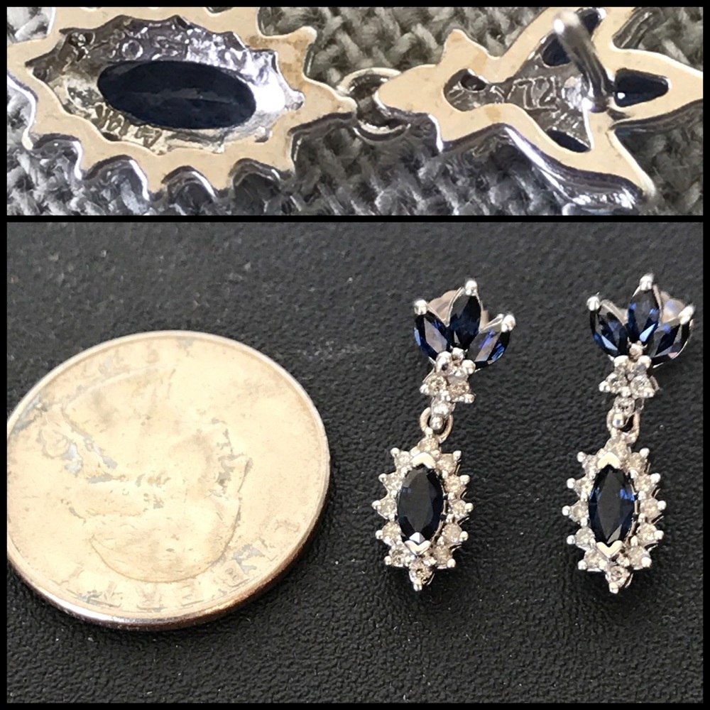 🌹SALE🌹14k Alwand Vahan Sapphire Diamond Earrings - Picture 8 of 8