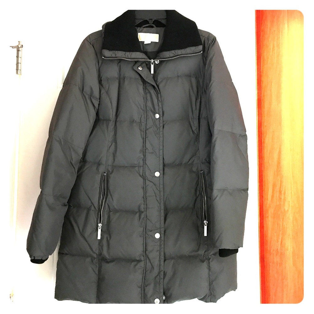 Michael Kors gray feather coat