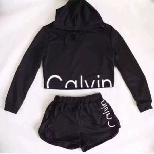calvin klein black cropped hoodie