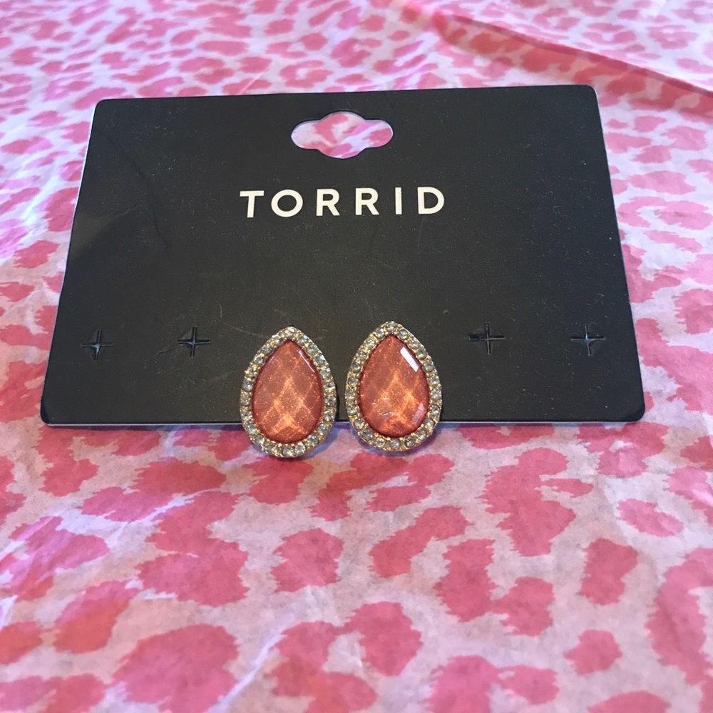 Sparkly Blush Tear Drop Stud Earrings