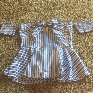 blue and white off the shoulder top worn once