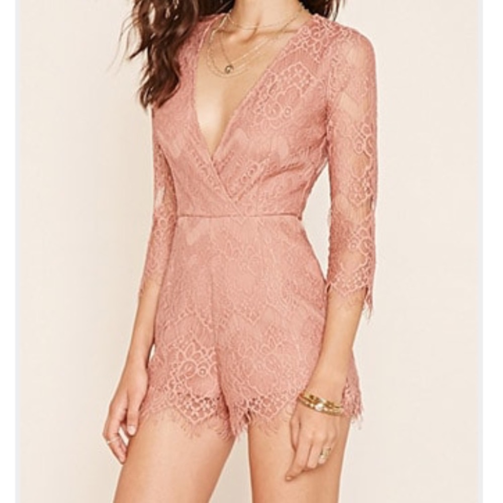 Pink lace romper
