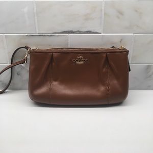 Saddle colored Coach Wristlet NWT